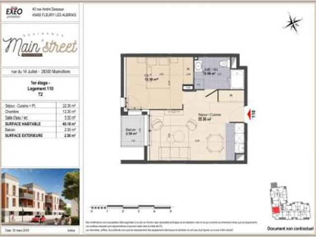 location appartement mainvilliers 2 pièces 40 m2 eure et loir 28300 555 € / mois