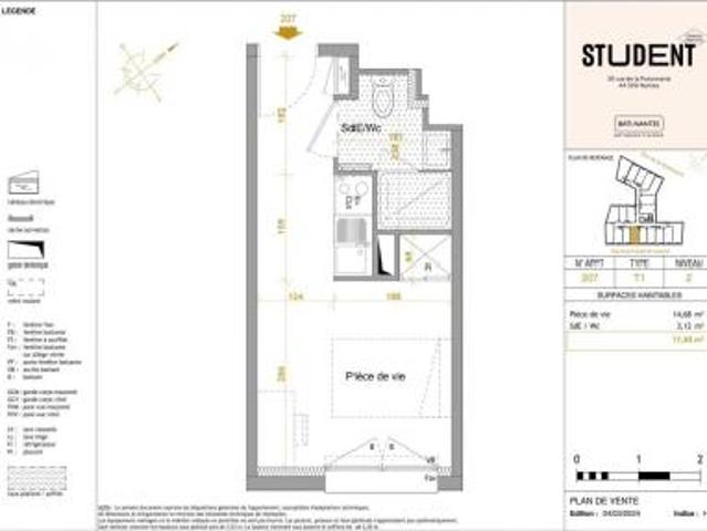 location appartement nantes 1 pièce 17 m2 loire atlantique 44300 650 € / mois