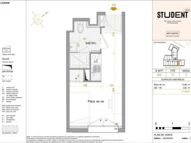 location appartement nantes 1 pièce 17 m2 loire atlantique 44300 655 € / mois