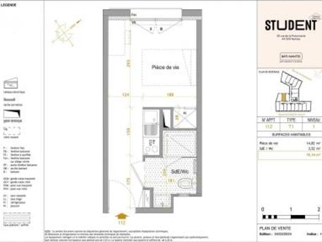 location appartement nantes 1 pièce 18 m2 loire atlantique 44300 645 € / mois
