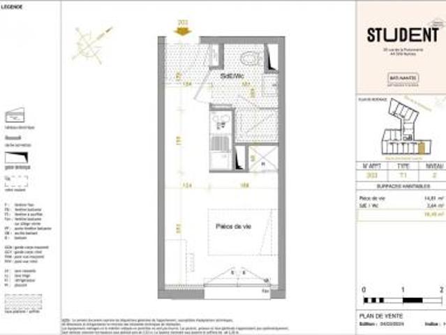 location appartement nantes 1 pièce 18 m2 loire atlantique 44300 650 € / mois