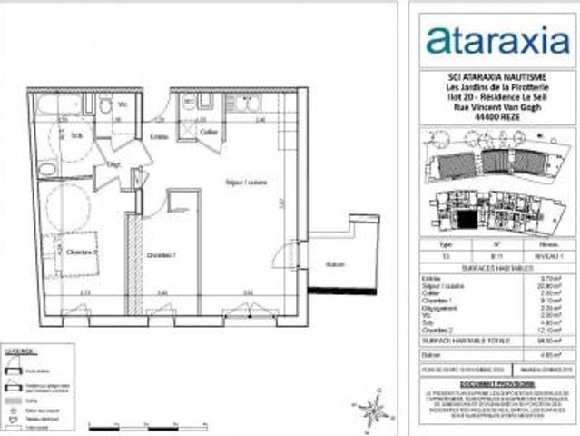 location appartement reze 3 pièces 59 m2 loire atlantique 44400 721 € / mois