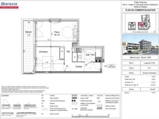location appartement saint herblain 2 pièces 43 m2 loire atlantique 44800 619 € / mois