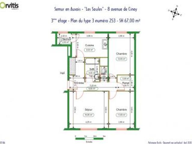 location appartement semur en auxois 3 pièces 67 m2 cote d'or 21140 451 € / mois