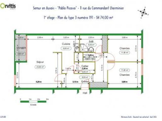 location appartement semur en auxois 3 pièces 74 m2 cote d'or 21140 491 € / mois