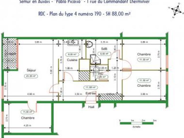 location appartement semur en auxois 4 pièces 85 m2 cote d'or 21140 592 € / mois