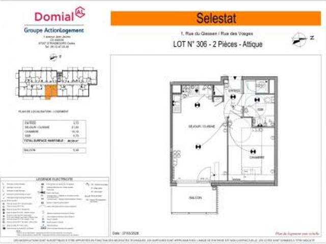 location appartement selestat 2 pièces 45 m2 bas rhin 67600 592 € / mois