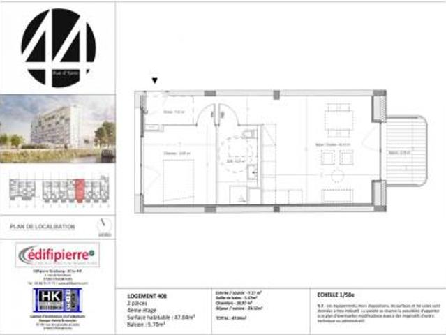 location appartement strasbourg 2 pièces 47 m2 bas rhin 67000 713 € / mois