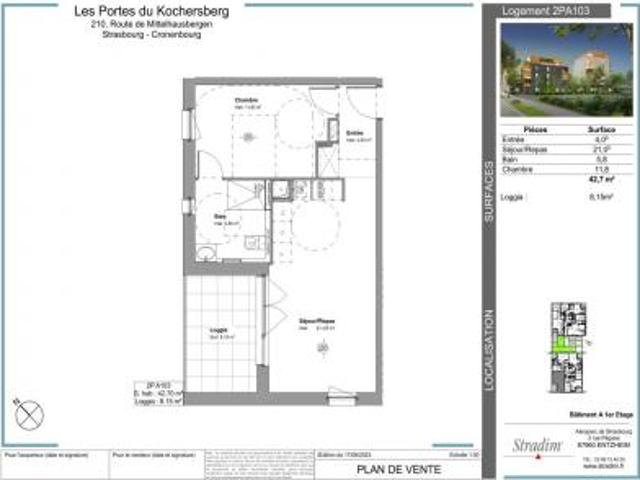 location appartement strasbourg 2 pièces 42 m2 bas rhin 67200 765 € / mois