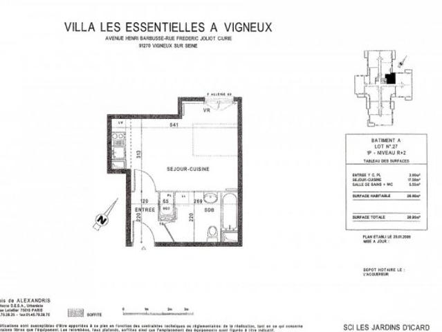 Location Studio, 27m2, parking 1 pièce studio F1 T1