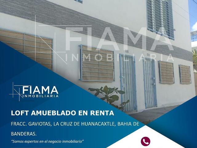 LOFT AMUEBLADO EN RENTA EN FRACC. GAVIOTAS, BAHIA DE BANDERAS. F