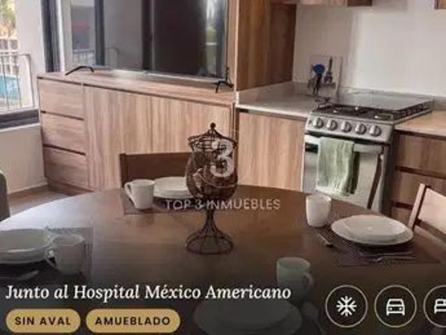 Loft amueblado sin aval, junto al Hospital México Americano