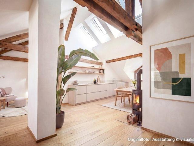 Loftatelier mit historischer Dachkonstruktion und Westloggia | TOP 04 | Villa Haueis Zams