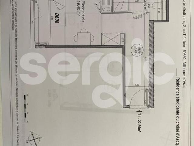Logement Studio à louer Lille, 22m²