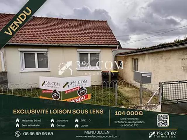 Loison sous Lens 62218 Achat / Vente maison 3 pièces t3