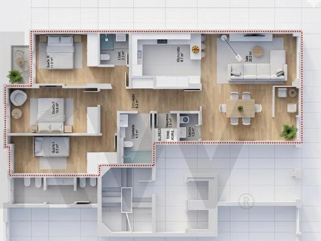 Loja convertida em Apartamento T3 Totalmente Remodelado em M. 93m² Queluz e Belas