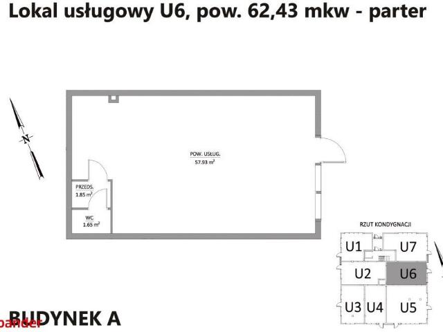 Na sprzedaż przestronny lokal użytkowy 62,43 m² z dwoma miejscami postojowymi