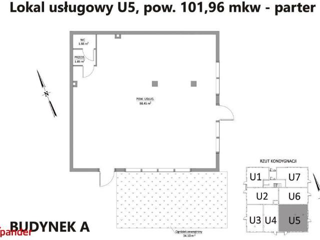 Lokal użytkowy 102 m2, brak PCC, 2 miejsca postojowe
