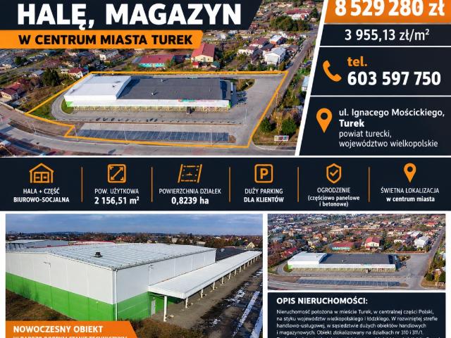 Lokal sprzedam, Turek, Ignacego Mościckiego, 2156 m2, cena: 8 529 280 zł
