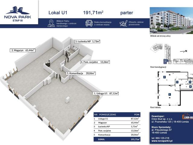 Lokal sprzedam, Łomża, 191 m2, cena: 1 687 048 zł