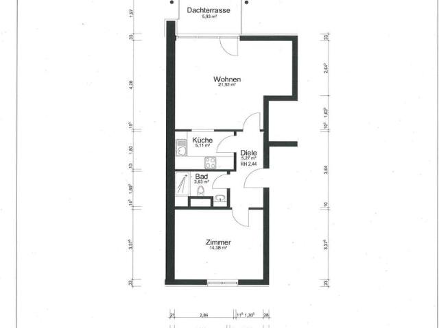 Lörick* 2 Zimmer mit Balkon und Aufzug TE 55