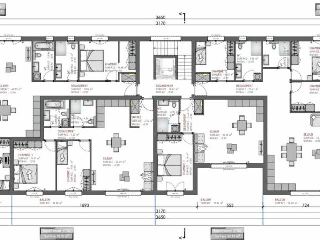 Lot 104 3.5 pces neuf dans Immeuble Gourmette de 6 appartements