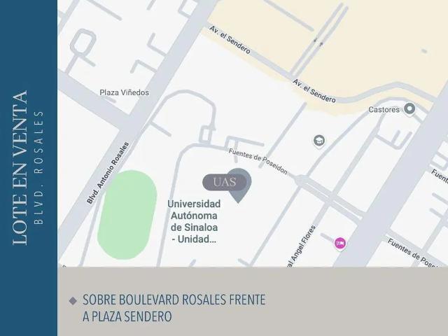 LOTE DE TERRENO EN VENTA SOBRE BOULEVARD ROSALES FRENTE A PLAZA SENDERO