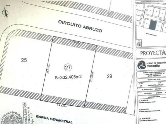LOTE EN VENTA 302M2 PARQUE GRAN RESERVA, LOMAS DE ANGELÓPOLIS