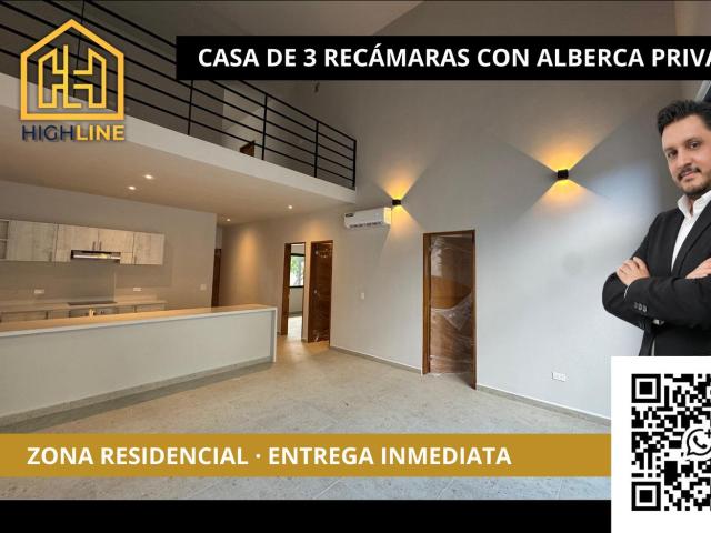 ?LTIMA CASA EN VENTA! 3 REC?MARAS,TERRAZA Y ALBERCA PRIVADA. PLAYA DEL CARMEN. ENTREGA INMEDIATA