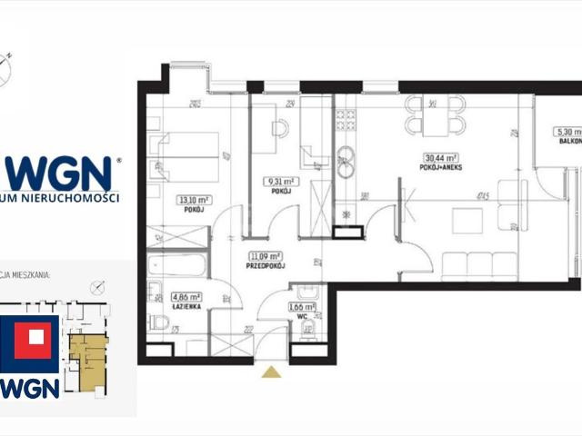 Nowoczesne 3 pokojowe mieszkanie deweloperskie 70m2 z balkonem