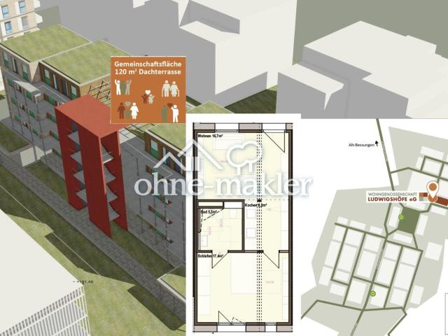 Ludwigshöfe 2 Zimmer WBS mit GEK Wohnungssuchend in Darmstadt 46 qm LH