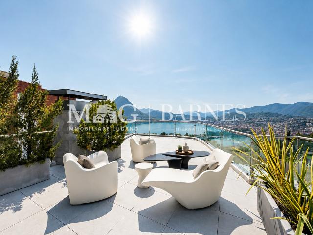 Lugano, Castagnola: Moderne Villa mit Schwimmbad und Seesicht