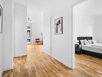 Luxus 2BR Apartment FRITZ I Balcony I next to Mercedes I Stuttgart I Kitchen I Home Office