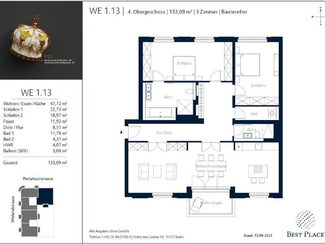 Luxus Apartment mit 136 m2 zu verkaufen in Pestalozzistraße, 97, Berlin