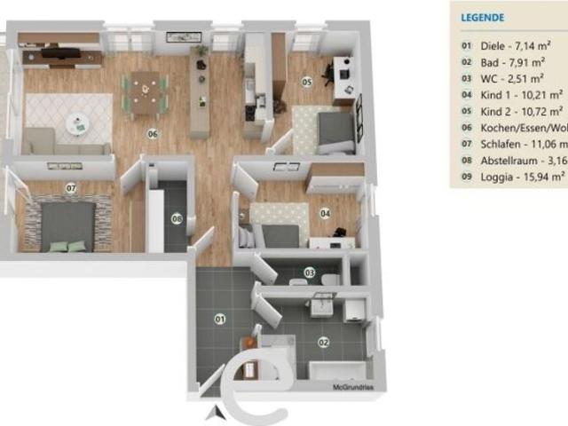 Luxus Apartment mit 4 Zimmer zu verkaufen in Schleissheim, Österreich