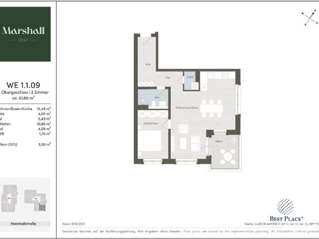 Luxus Apartment mit 61 m2 zu verkaufen in Marshallstraße, 1, Berlin