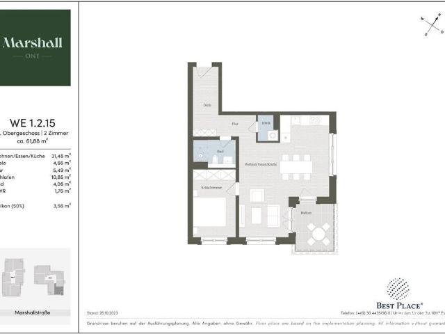 Luxus Apartment mit 2 Zimmer zu verkaufen in Marshallstraße, 1, Berlin