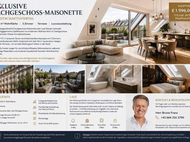 LUXUS DACHGESCHOSS MAISONETTE IM BOTSCHAFTSVIERTEL | 173 m² | 5 ZIMMER | TERRASSE