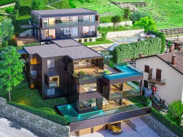 Luxus Apartment in Aldesago | Seeblick & amp  Infinity Pool