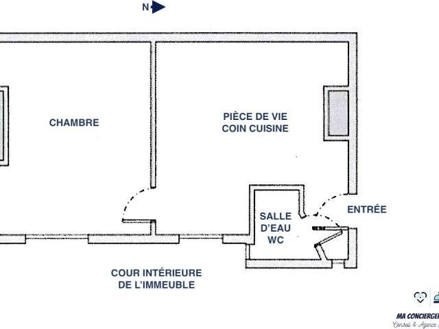 LYON 2: appartement T2 au calme sur cour