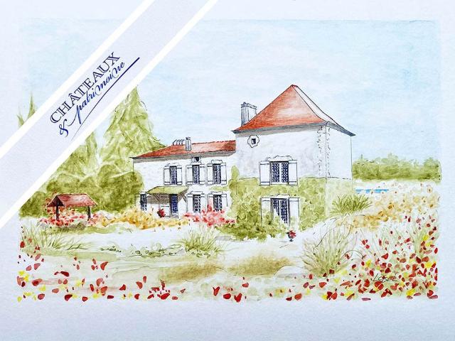 Manoir du XVIIe 486m2 Hab, 14 P, 7Ch avec gîte, court de ten. 486m² Beauziac