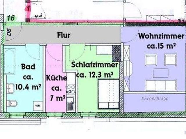 Mansardenwohnung mit Balkon