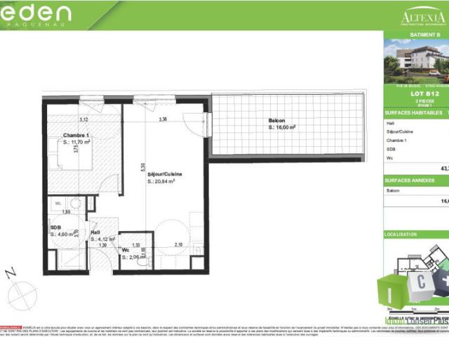 Magnifique 2 pièces avec terrasse de 16 m2! Frais de notaire of