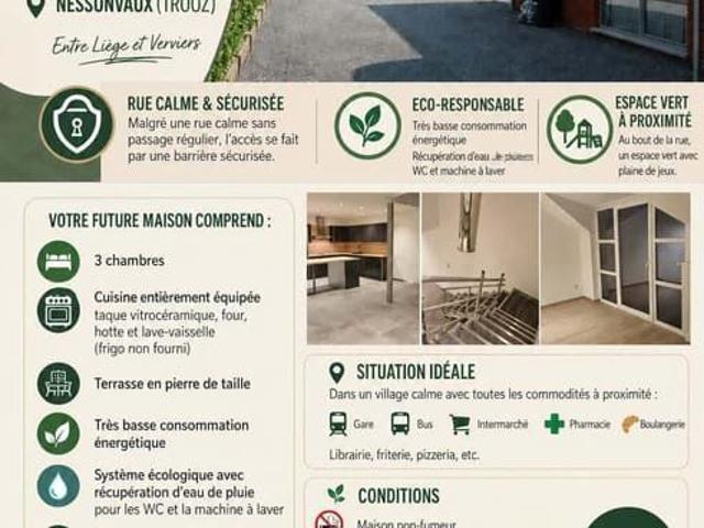 Maison 3 chambres à louer dans enceinte privée