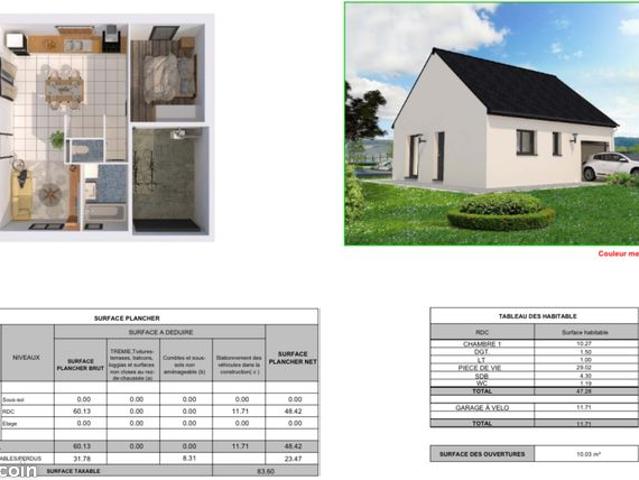 Maison 3 pièces 47 m²