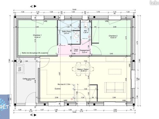 Maison 3 pièces 61 m²