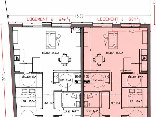 Maison 3 pièces 80 m²