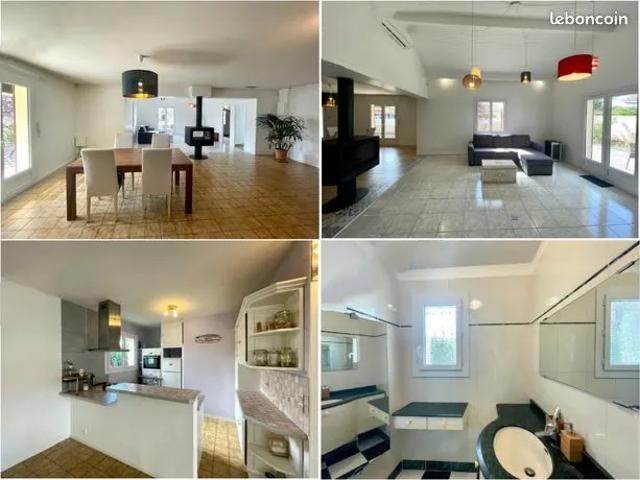 Maison 123m2 de plain pied, vaste salon, 3 grandes chambres et un bureau, jardin, garage