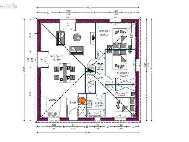 Maison 1 pièce 85 m²