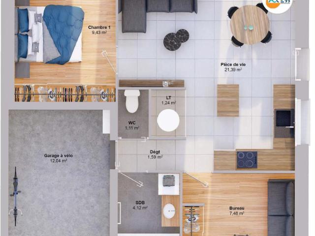 Maison 4 pièces 46 m2